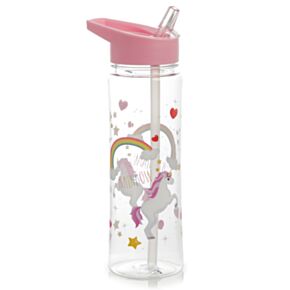 Botella de Agua Inastillable con Pajita y Asa Unicornio Reino Encantado