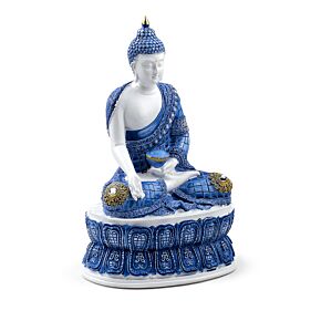 Figura de Buda Blanco y Azul Tailandés Postura Lotus Figura de Buda Blanco y Azul Tailandés Postura Lotus