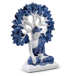 Figura de Buda Blanco y Azul Tailandés Árbol de la Vida