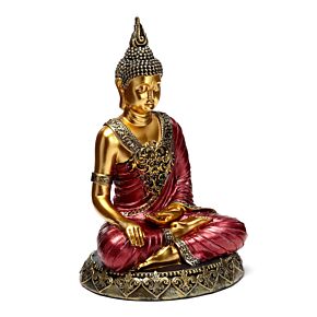 Figura de Buda Tailandés Rojo y Dorado Contemplación Figura de Buda Tailandés Rojo y Dorado Contemplación