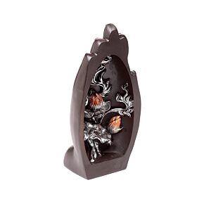 Figura de Loto en Forma de Mano en Plata y Negro