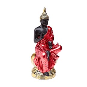 Figura de Buda Tailandés Iluminación en Rojo, Negro y Oro