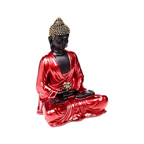 Figura de Buda Tailandés Contemplación en Rojo, Negro y Oro