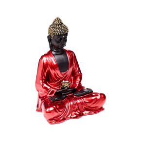Figura de Buda Tailandés Contemplación en Rojo, Negro y Oro