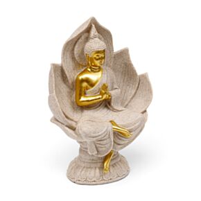 Figura de Buda Tailandés efecto piedra arenisca y dorado