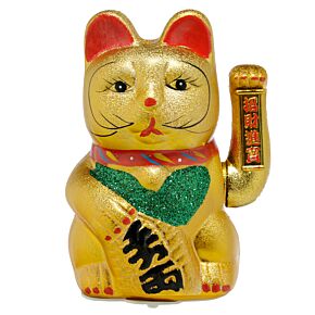 Gato Maneki Neko Gato Maneki Neko Mueve el Brazo y Ojos Abiertos 21cm