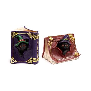 Figura Libro de Hechizos Brujas Gato Negro Travieso Figura Libro de Hechizos Brujas Gato Negro Travieso