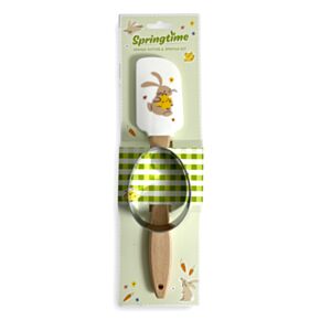 Set Espátula y Cortador de Galletas Conejito y Pollito Primavera Springtime 
