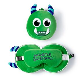 Almohada de Viaje con Antifaz Relaxeazzz Monstruo Monstarz Verde