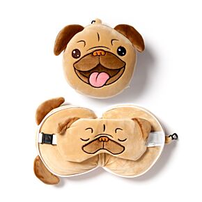 Almohada de Viaje con Antifaz Relaxeazzz Perro Pug Carlino