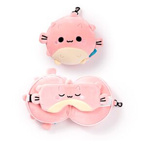 Almohada de Viaje con Antifaz Relaxeazzz Adoramals Puff el Pez Globo