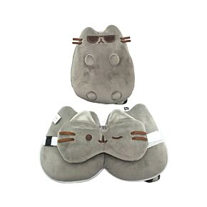 Almohada de Viaje con Antifaz Relaxeazzz Gato Pusheen con Gafas de Sol