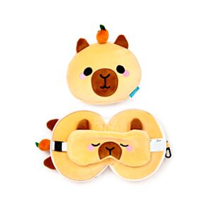 Almohada de Viaje con Antifaz Relaxeazzz Duke el Capibara 
