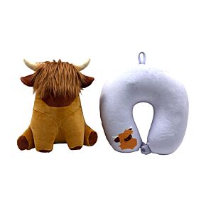Almohada de Viaje y Peluche 2 en 1 Swapseazzz Vaca Escocesa Hairy Coos Almohada de Viaje y Peluche 2 en 1 Swapseazzz Vaca Escocesa Hairy Coos