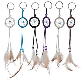 Mini Atrapasueños Llavero Plumas y Abalorios