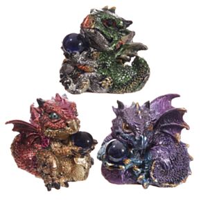 Figura Dragón Bebé con Bola de Cristal