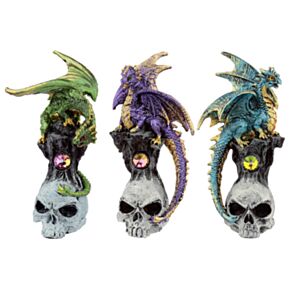 Figura Dragón Leyenda Oscura Piedra Preciosa y Calavera