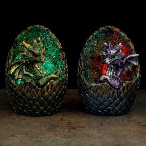 Figura Dragón Elementos Dragón Bebé con Huevo de Cristal LED