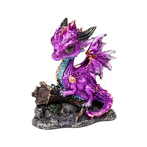 Figura Dragón del Bosque Bebé Adorable de Amatista Figura Dragón del Bosque Bebé Adorable de Amatista