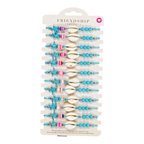 Pulsera Boho de cuentas azules con conchas y estrellas de mar