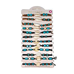 Pulsera Boho con cuentas marrones y conchas