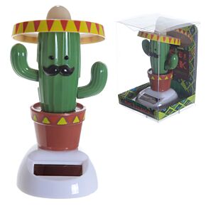 Muñeco Solar Cactus con Sombrero Mexicano