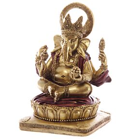 Figura Ganesh Dorada y Roja 14cm