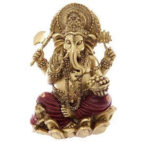 Figura Ganesh Dorada y Roja 16cm Figura Ganesh Dorada y Roja 16cm