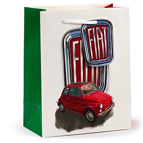Bolsa de Regalo Coche Fiat 500 Retro Rojo y Blanco Mediana