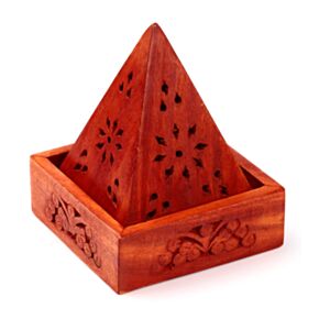 Quemador de Incienso para Conos de Madera de Mango Caja Pirámide y Flores