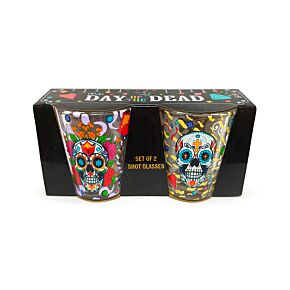 Set de 2 Vasos de Chupito de Cristal Día de los Muertos 