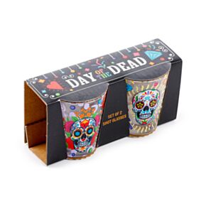 Set de 2 Vasos de Chupito de Cristal Día de los Muertos 
