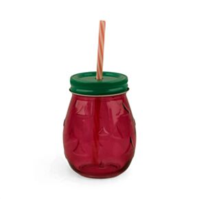 Jarra de Cristal con Tapa y Pajita forma de Fresa Foodiemals 