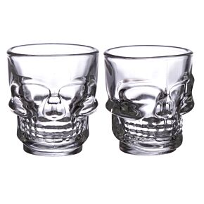 Set de 2 Vasos de Chupito de Cristal Calavera 60ml Set de 2 Vasos de Chupito de Cristal Calavera 60ml