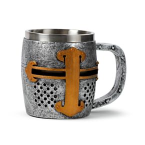 Jarra Decorativa Caballero Medieval con Casco de Plata y Oro