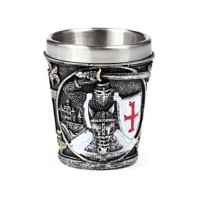 Vaso de Chupito Caballero Medieval con Escudo Blanco y Rojo