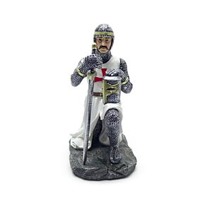 Figura Caballero Medieval arrodillado con espada y casco