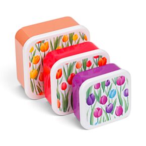 Set de 3 Fiambreras Táper Tulips Tulipanes S/M/L