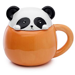 Taza de Cerámica con Tapa Oso Panda Animales Adorables Adoramals