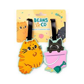 Set de 2 Etiquetas de Equipaje de PVC Gatos Beans & Co
