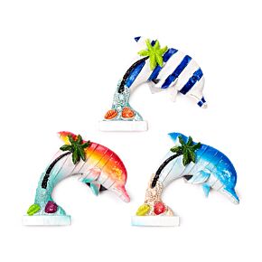 Imán de Souvenir Costa con Delfín e Isla Tropical