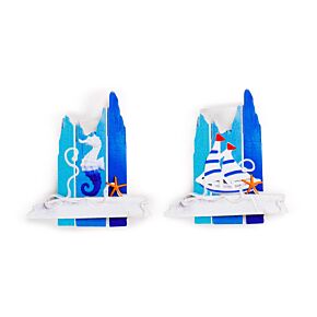 Imán de Souvenir de la Costa en forma de tablas de playa - Caballito de mar y barco Imán de Souvenir de la Costa en forma de tablas de playa - Caballito de mar y barco