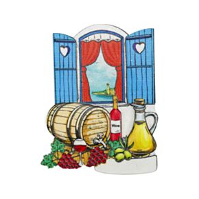 Imán de Souvenir de la Costa con Ventanas y Vino