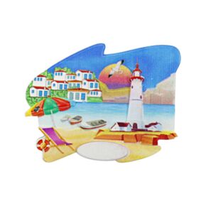 Imán de Souvenir de la Costa Faro y Playa con Tumbona 
