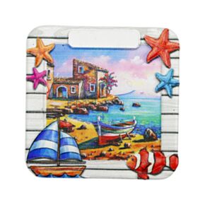 Imán de Souvenir de la Costa Ventana Náutica con Playa y Peces 