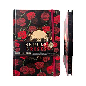 Libreta A5 de Papel Reciclado a Rayas Calaveras y Rosas