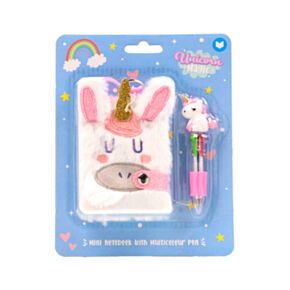 Mini Bloc de Notas de Peluche Unicornio Mágico con Bolígrafo Multicolor 4 Colores