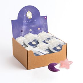 Set de 2 Piedras Healing Stone con forma de estrella y luna 