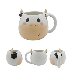Taza de Cerámica 3D con Forma Cabeza de Vaca 