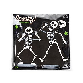Paquete de 12 servilletas de Papel  Halloween Esqueleto